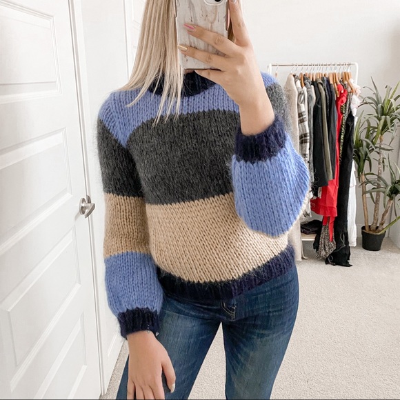 Ganni Sweaters - Ganni Julliard Mohair Sweater Striped Block Color